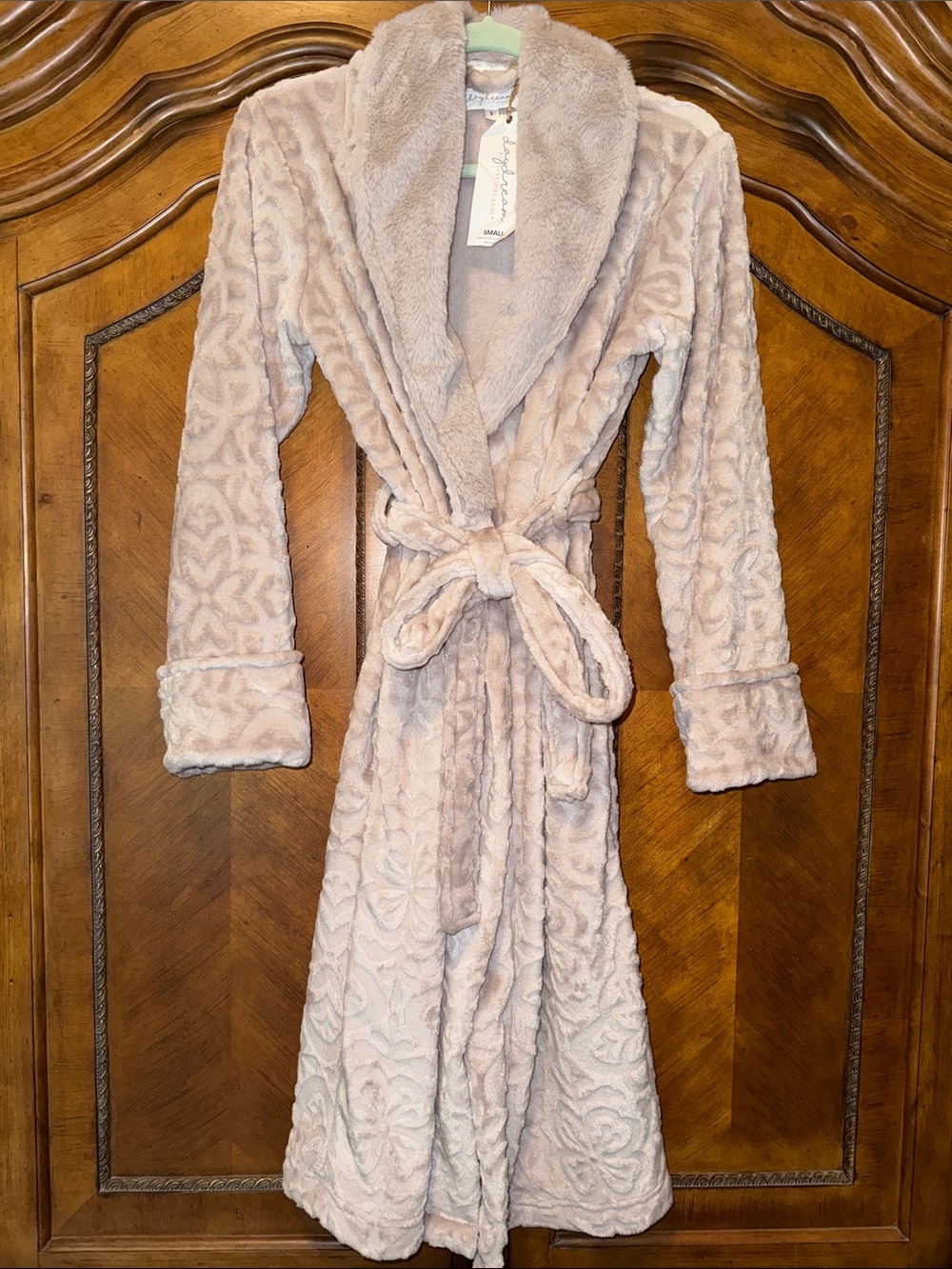 Plush Shawl Collar Robe in Light Beige - CozyHome